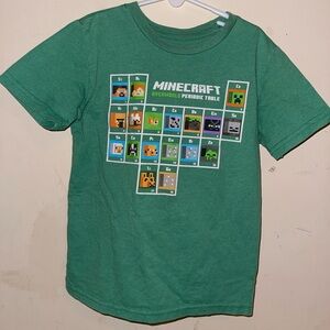 Minecraft OverWorld Periodic Table Green Tee Boys Size SM